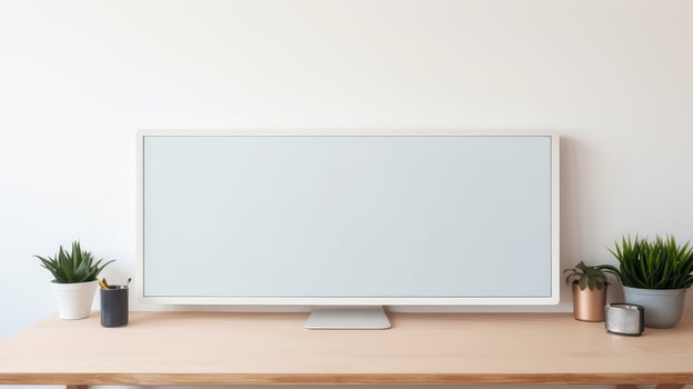glass computer screen on desk photo