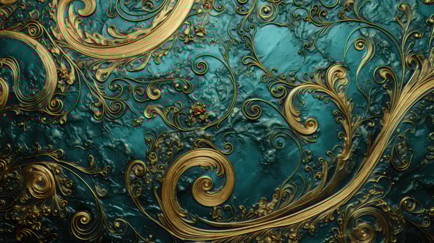 swirls teal and gold background photo