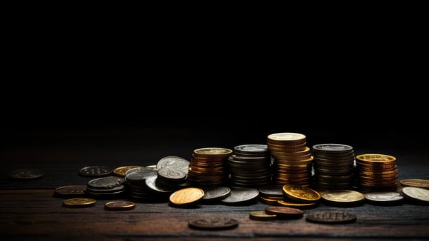 compositi coins on table photo
