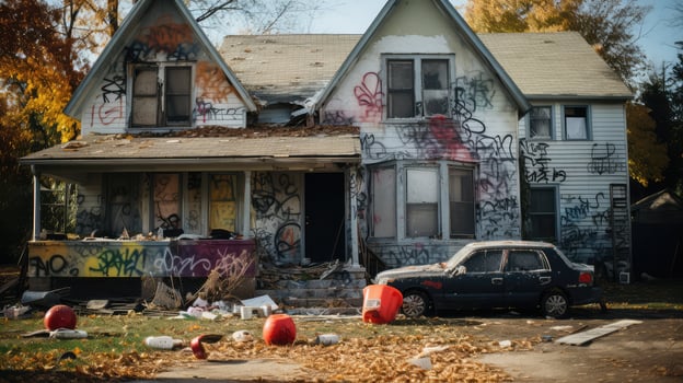 graffiti distressed house photo