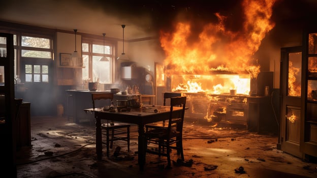 flames kitchen on fire photo
