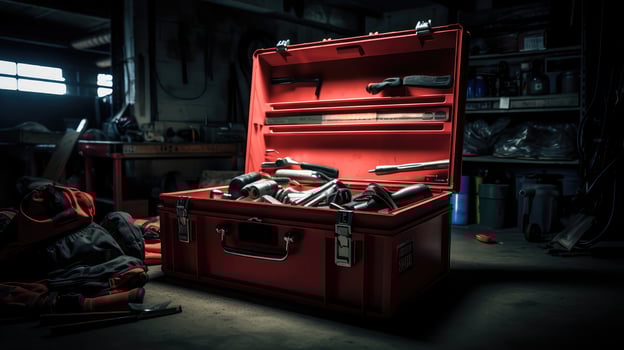 garage red tool box photo
