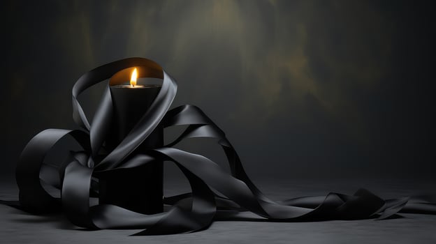 floating candle black ribbon photo