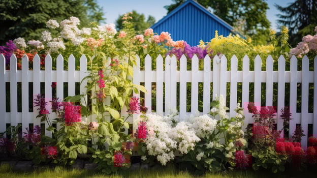 fence painted white wood photo