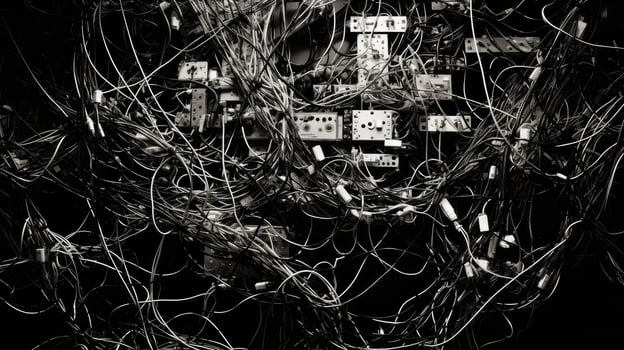 technology data black and white photo