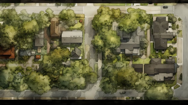 residential tree top view architectural drawing photo