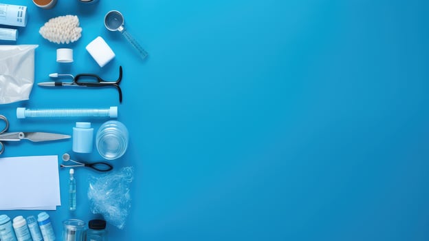 bandages medical blue background photo