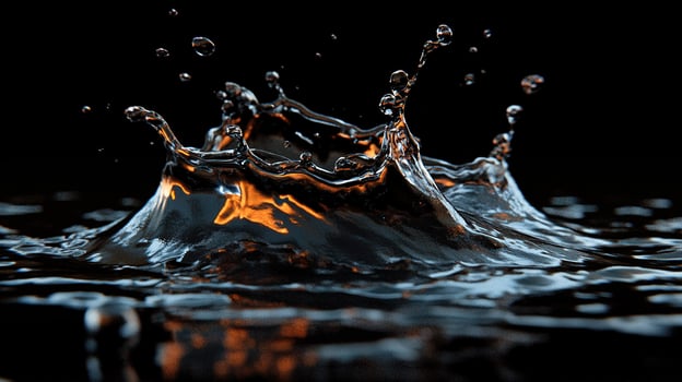 dynamic splash of water with fiery reflections photo