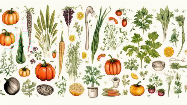 vegetables kitchen doodles photo