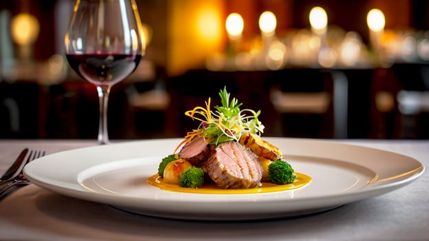 Plate of gourmet food photo