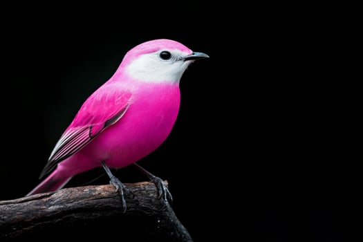 A pink bird is sitting on a branch photo