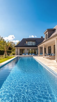 A large home with a swimming pool photo