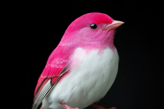 A pink and white bird with a black background photo