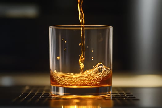 A glass of whiskey being poured into it photo