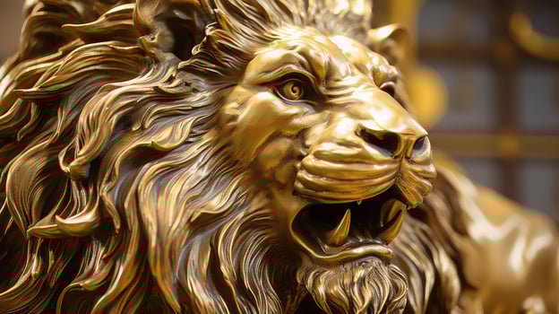 sculpture gold lion head photo