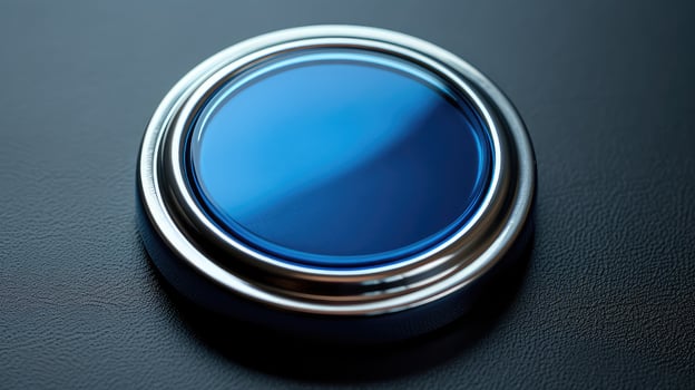 metallic round blue button photo