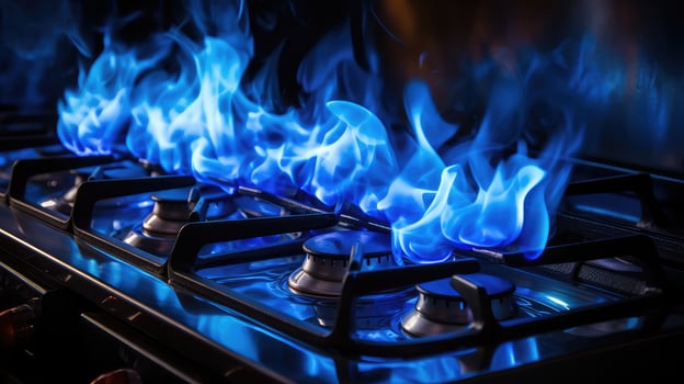 gas flames blue photo