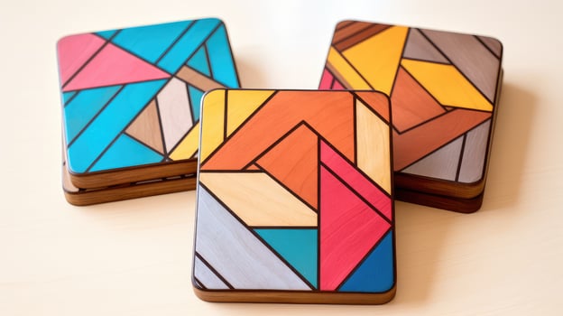 modern square coaster wood photo