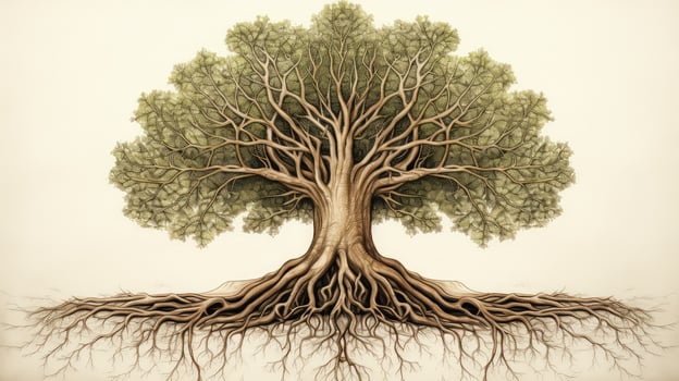 drawing tree illustration with roots photo