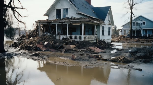 damage house in flood photo