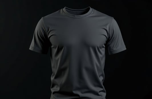 Black Men's T-shirt Mockup on Black Background mockup photo