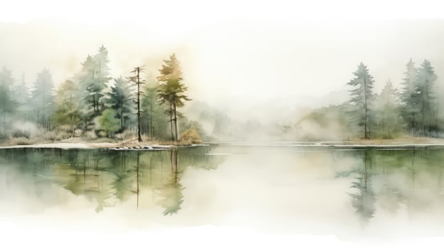 green pine water color photo
