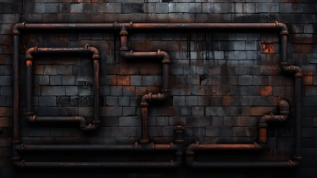 pipes black brick wall background photo