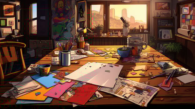 drawings cartoon kitchen table photo