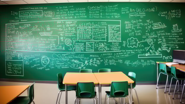 equations chalk board green photo