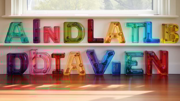 shelf glass letters photo