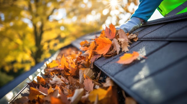 ladder gutters leaves photo