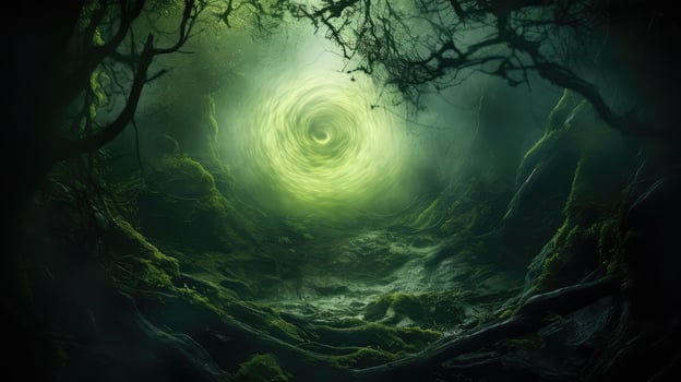 eerie swirling green mist photo