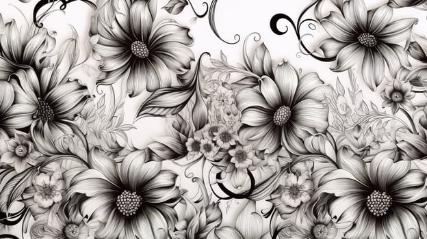 floral illustration pattern black photo