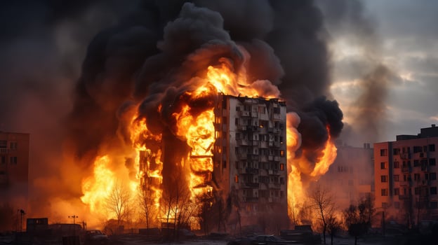 inferno building on fire photo