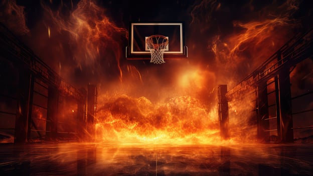 night basketball background fire photo