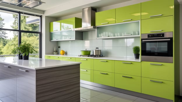 cabinets lime green and white photo