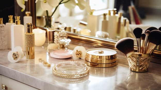 table gold chain brush photo
