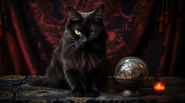 ball black cat hissing photo