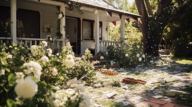 shredded hail damage to house photo