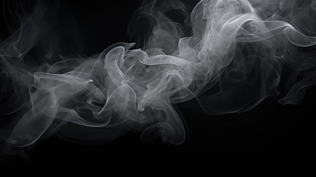 curling smoke black and white photo