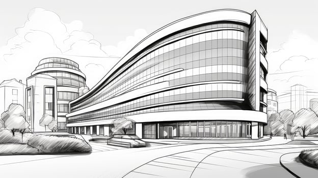curved office line drawing photo