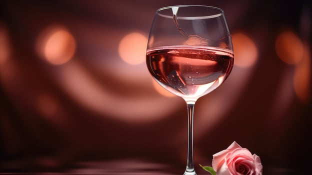 crystal rose wine in glass photo
