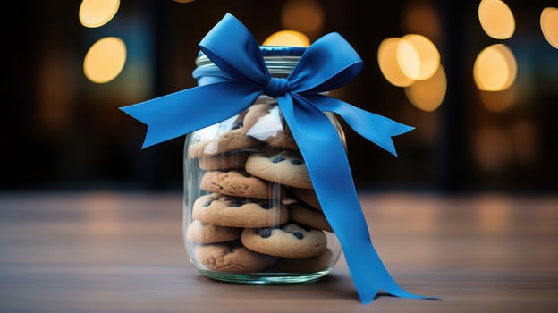 cookies blue bow ribbon photo