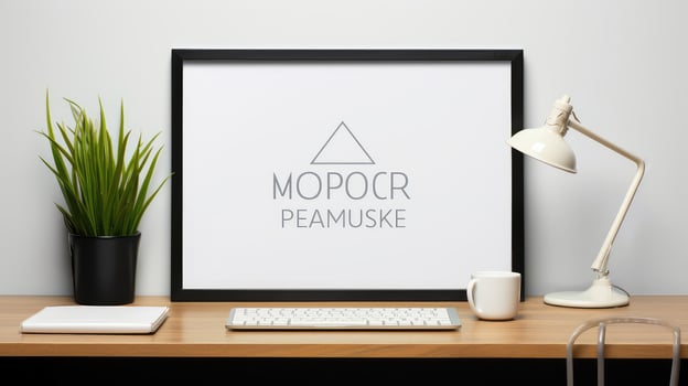laptop desk frame mockup photo
