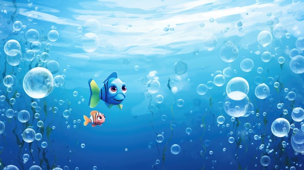 fish cartoon water bubbles photo