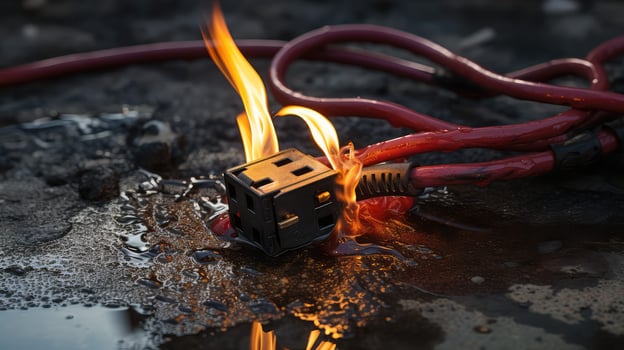 damaged extension cord fire photo