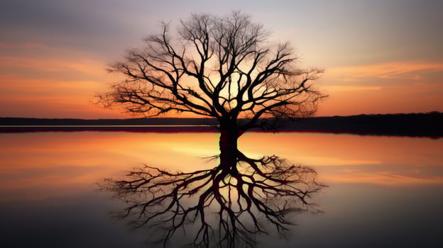 reflection tree branch silhouette photo
