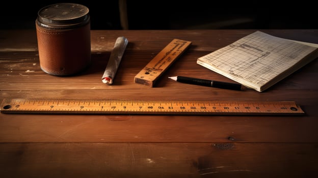 desk ruler wooden photo