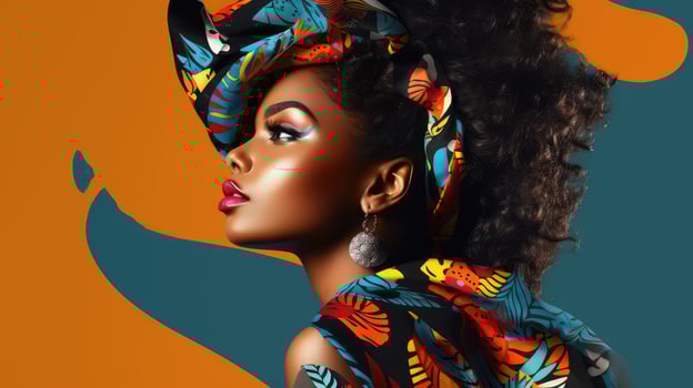 scarf black woman pop art photo