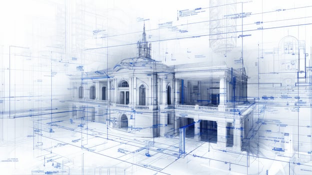 architecture blueprint white photo